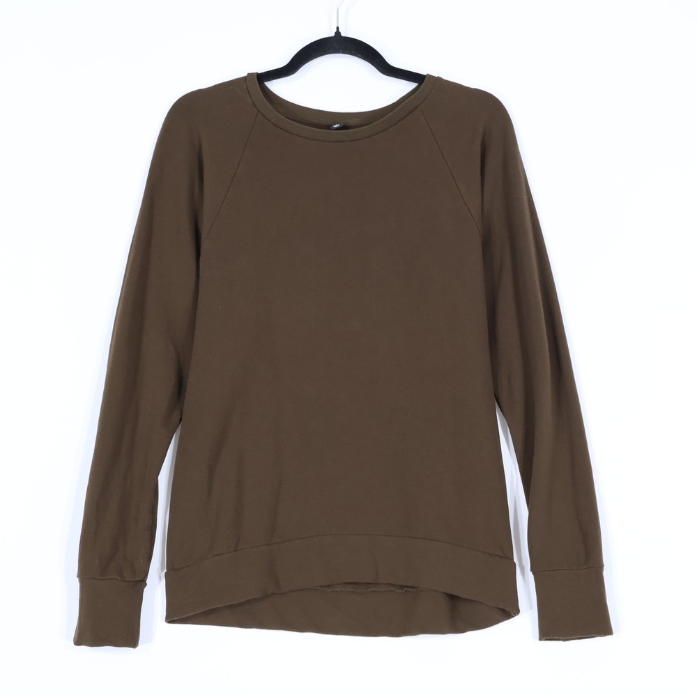 Uniqlo Sweatshirt Womens M Olive Brown Raglan Minimalist Athleisure Crew Neck